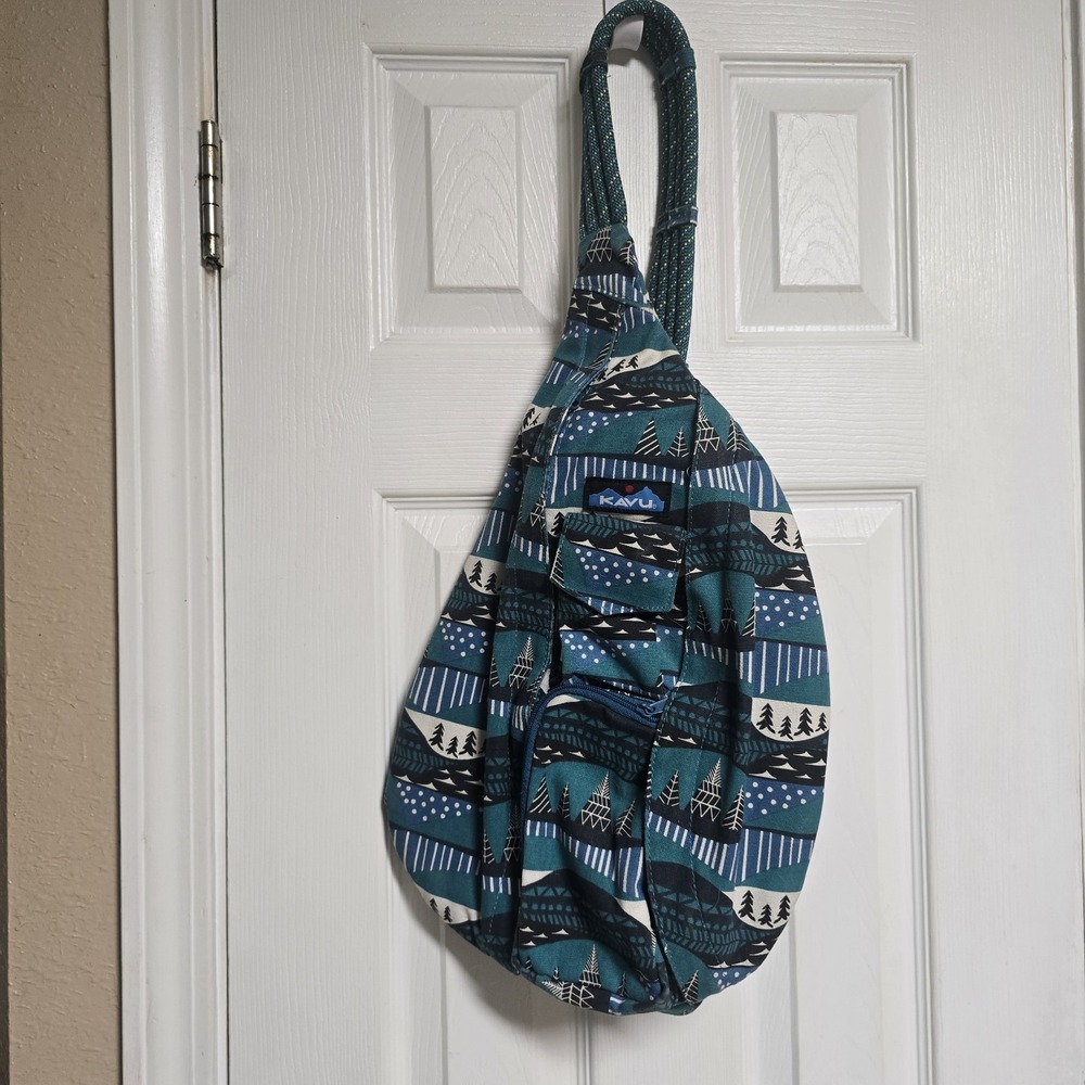 KAVU Teal Rope Bag Sling Backpack Unisex OS Outdoors Festival Concert Hiking